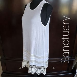 Sanctuary Tunic Top Crochet Lace Trim White XL